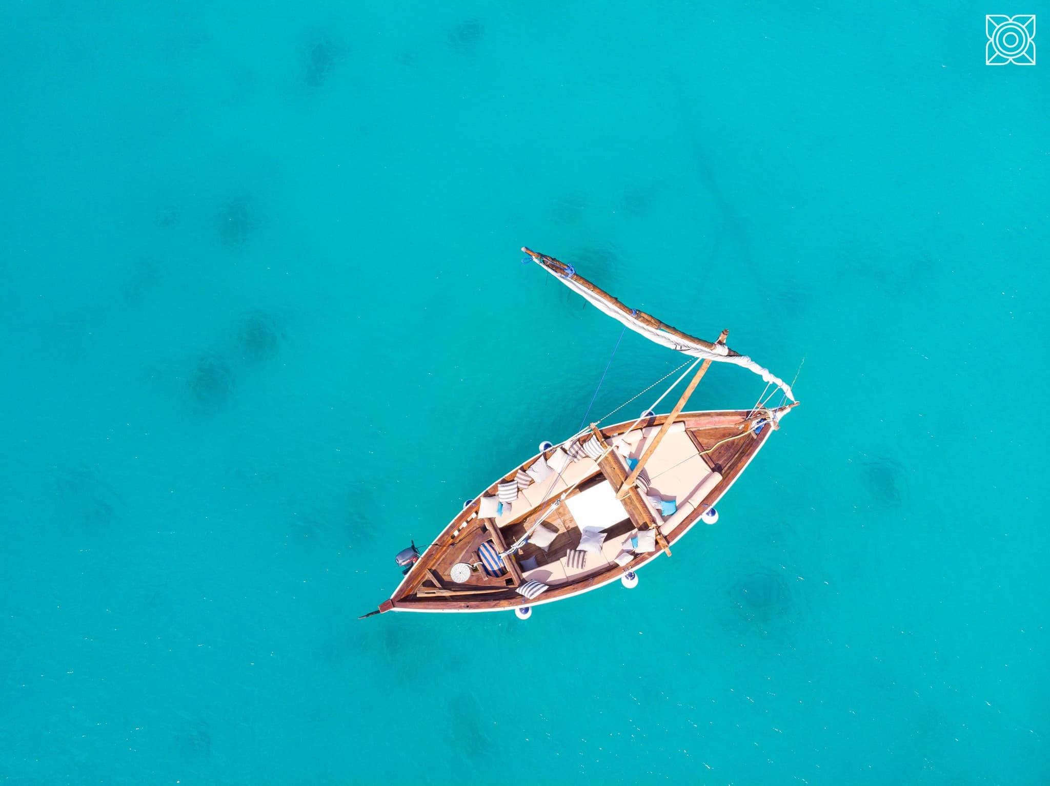 aerial view of sail boat in the water from Zuri Zanzibar